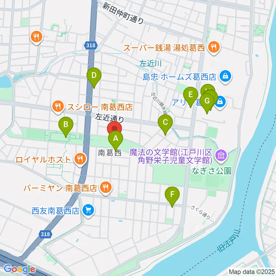 フラワーガーデンステージ周辺のカフェ一覧地図