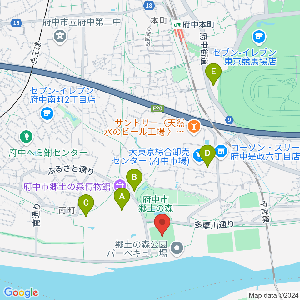 郷土の森第一野球場周辺のカフェ一覧地図