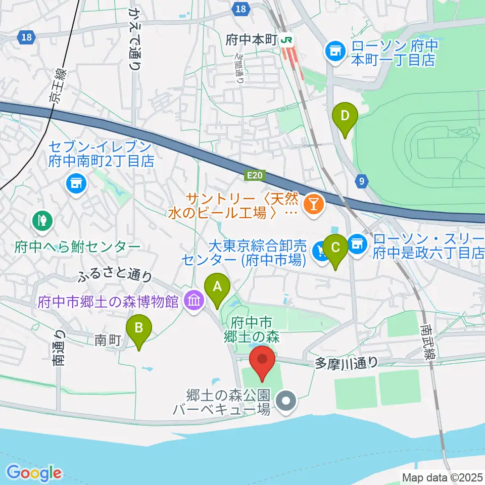 郷土の森第一野球場周辺のカフェ一覧地図