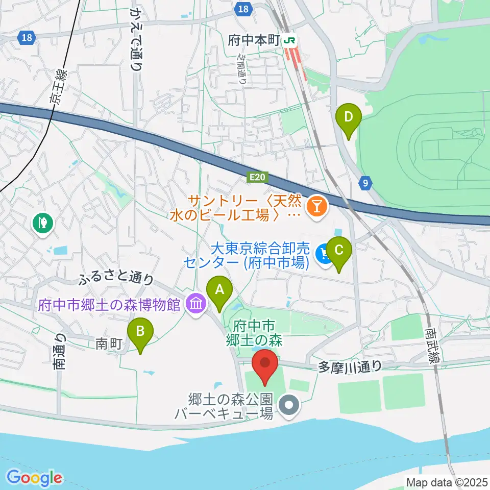 郷土の森第一野球場周辺のカフェ一覧地図