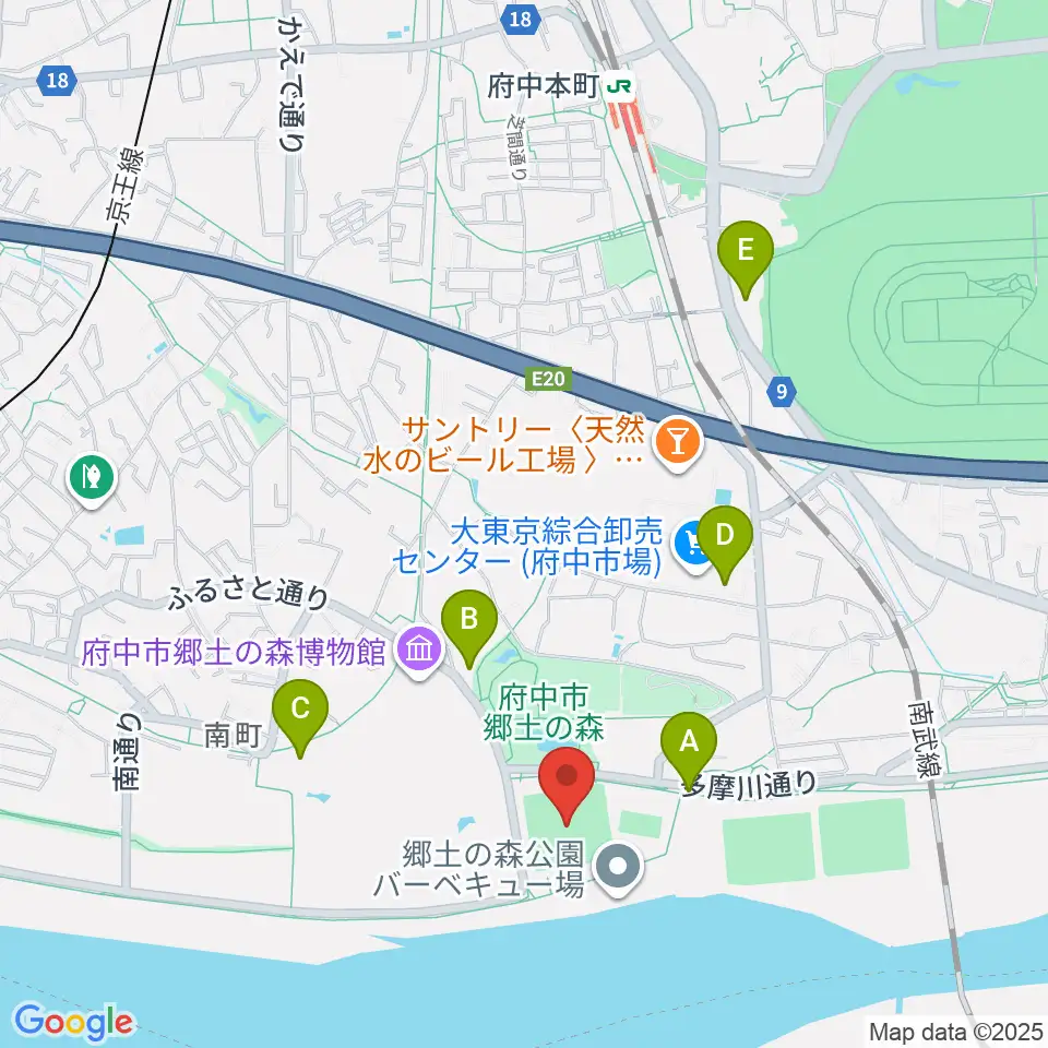 郷土の森第一野球場周辺のカフェ一覧地図