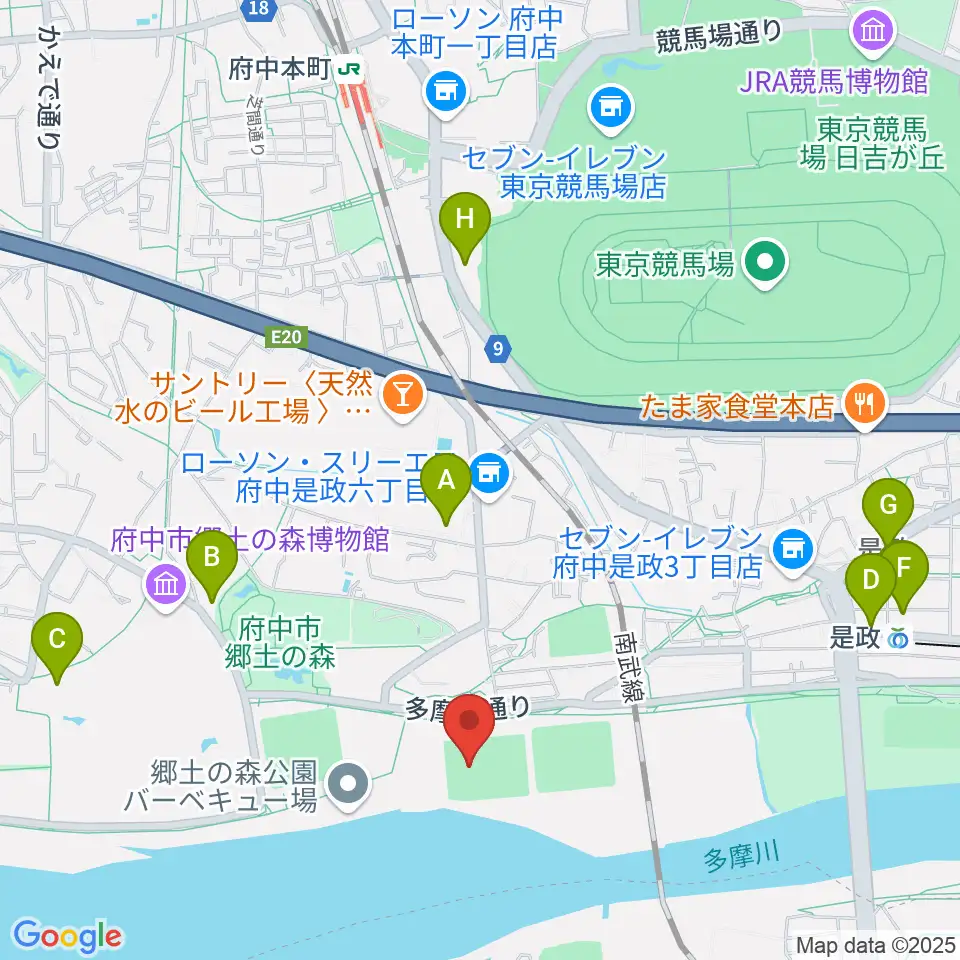 郷土の森サッカー場周辺のカフェ一覧地図