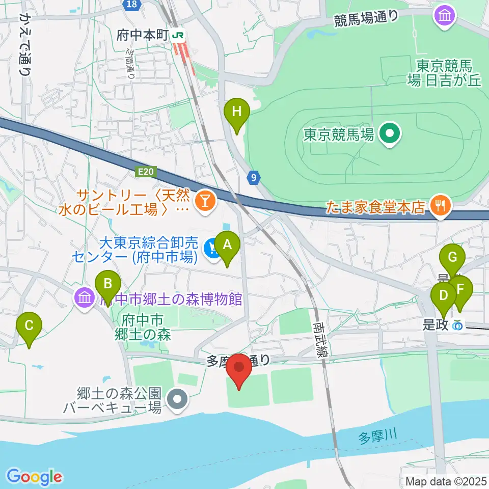 郷土の森サッカー場周辺のカフェ一覧地図