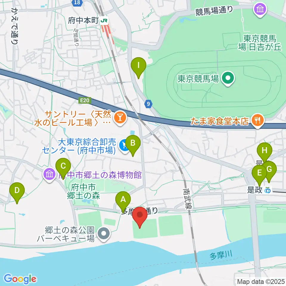 郷土の森サッカー場周辺のカフェ一覧地図