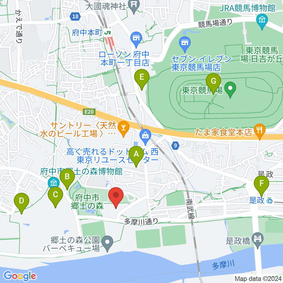 郷土の森総合体育館周辺のカフェ一覧地図