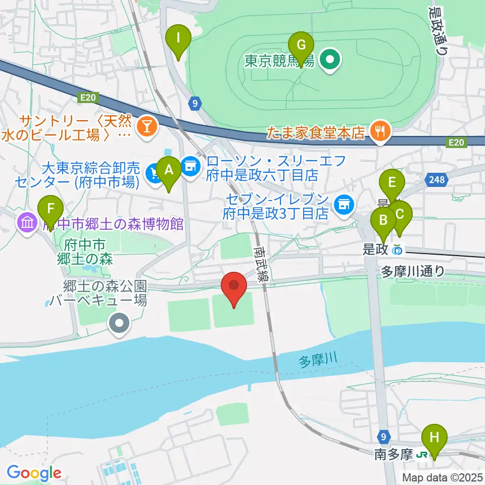 郷土の森第二野球場周辺のカフェ一覧地図