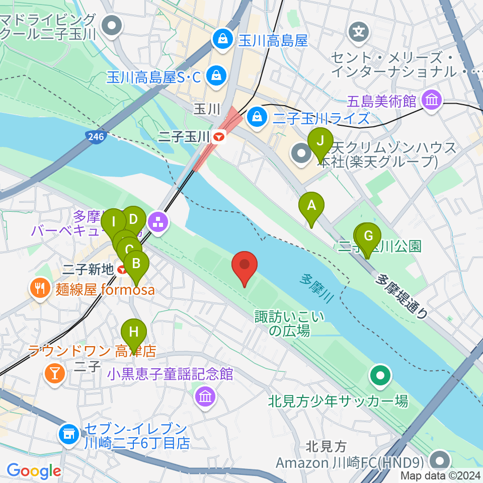 諏訪球場周辺のカフェ一覧地図