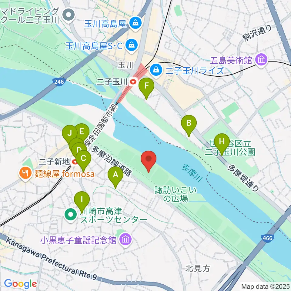 諏訪球場周辺のカフェ一覧地図