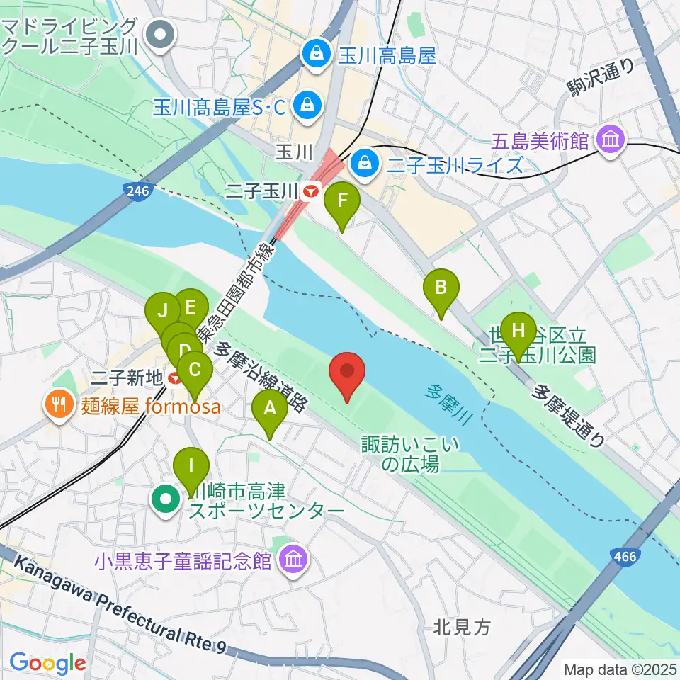 諏訪球場周辺のカフェ一覧地図