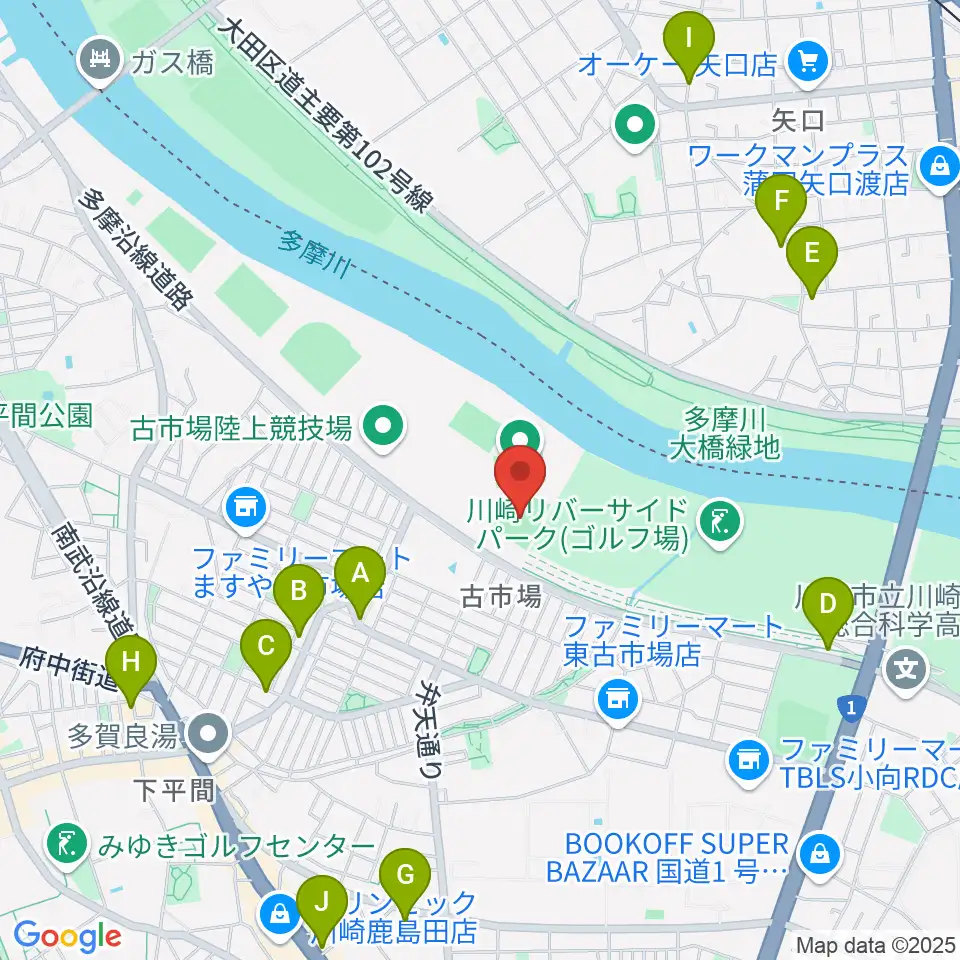 古市場野球場周辺のカフェ一覧地図