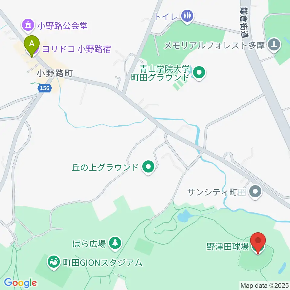 野津田球場周辺のカフェ一覧地図