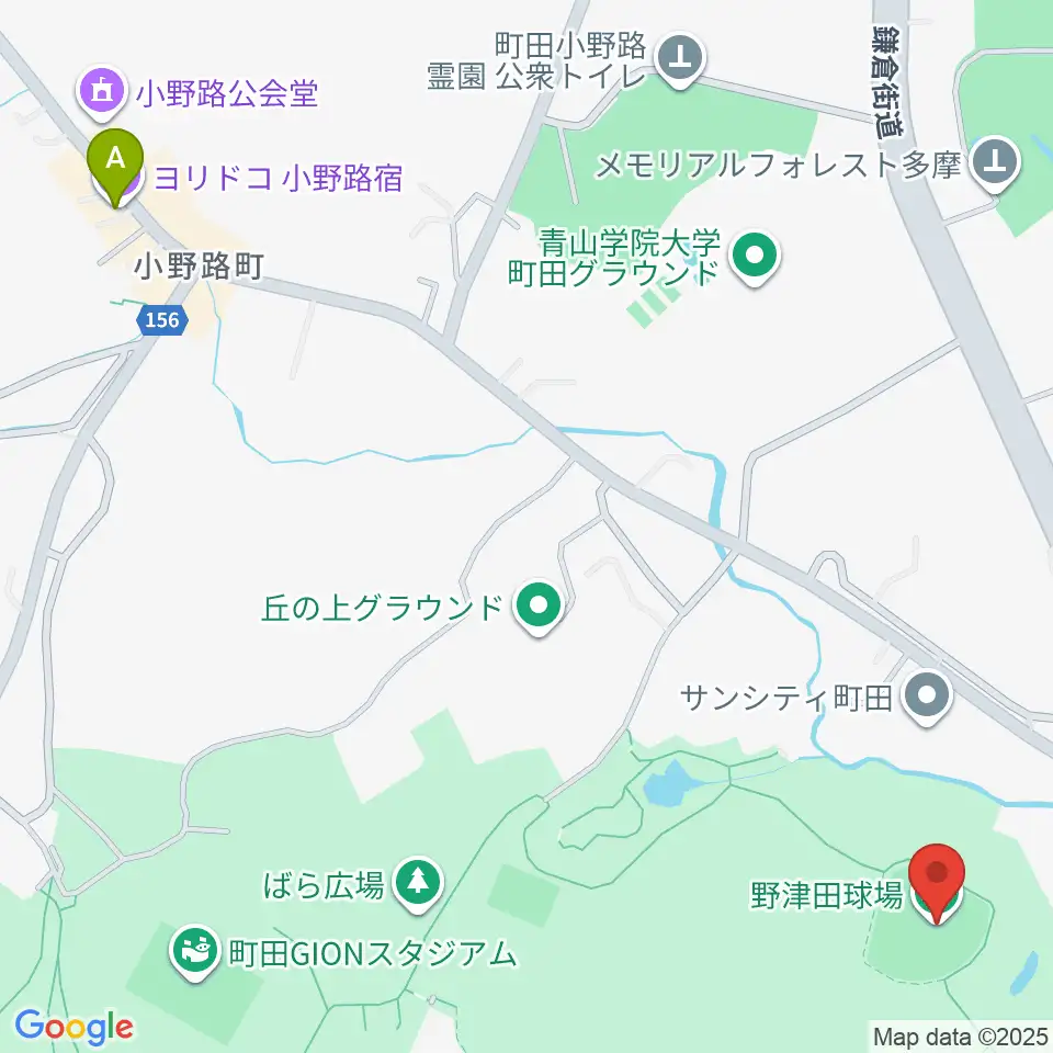 野津田球場周辺のカフェ一覧地図
