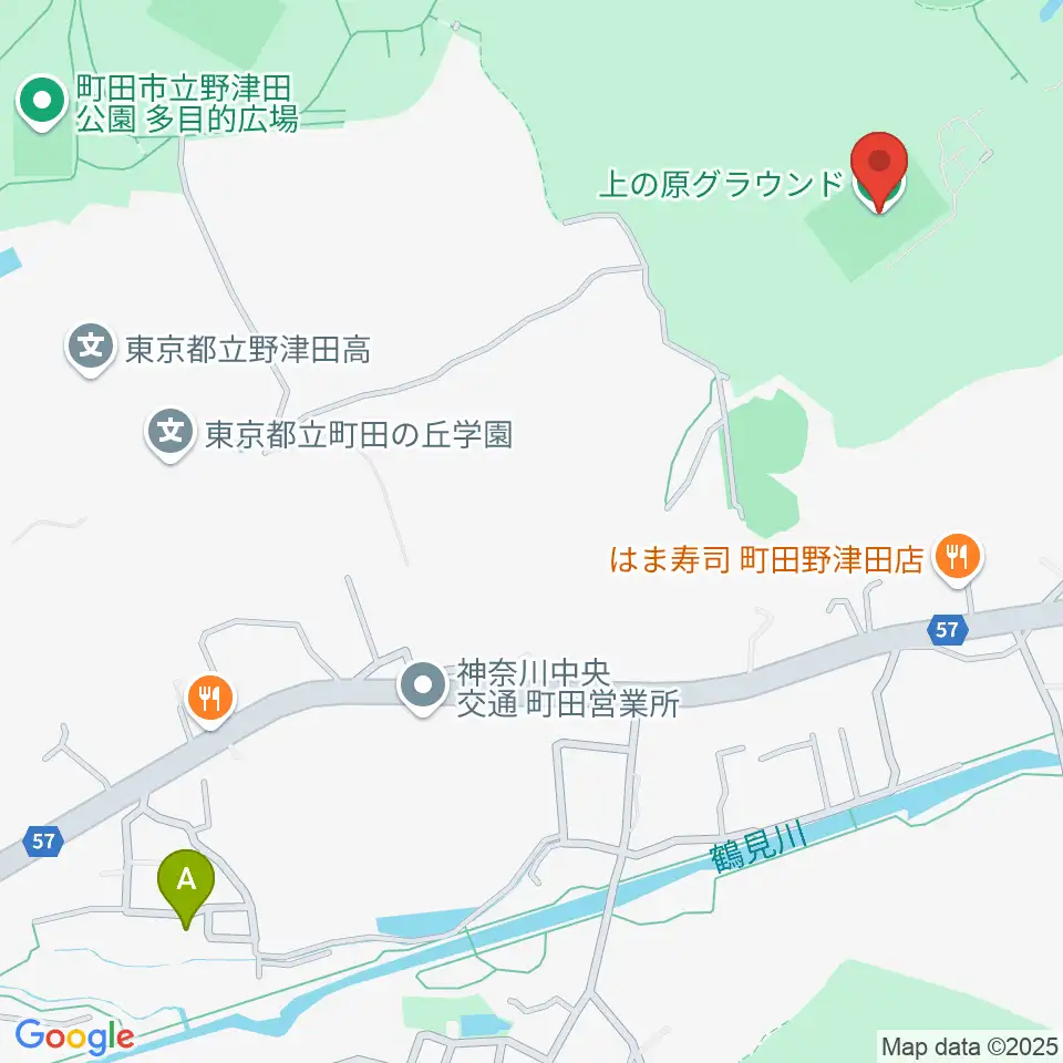 上の原グラウンド周辺のカフェ一覧地図