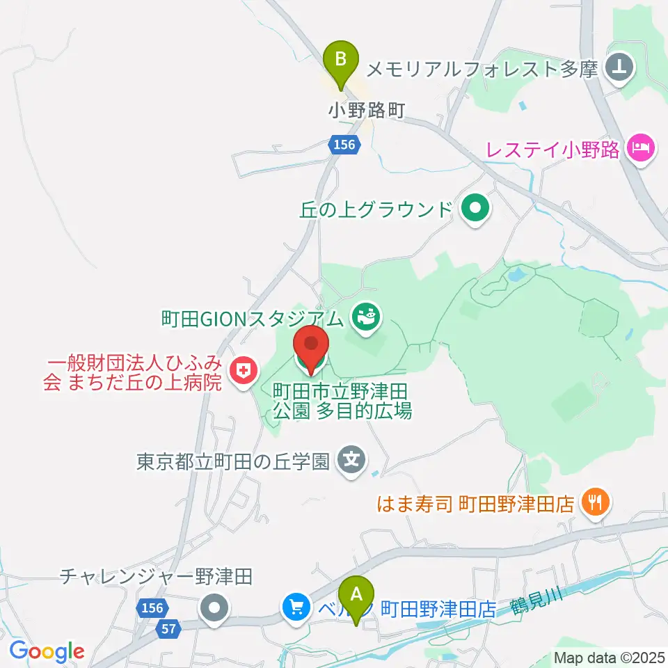 野津田公園多目的広場周辺のカフェ一覧地図
