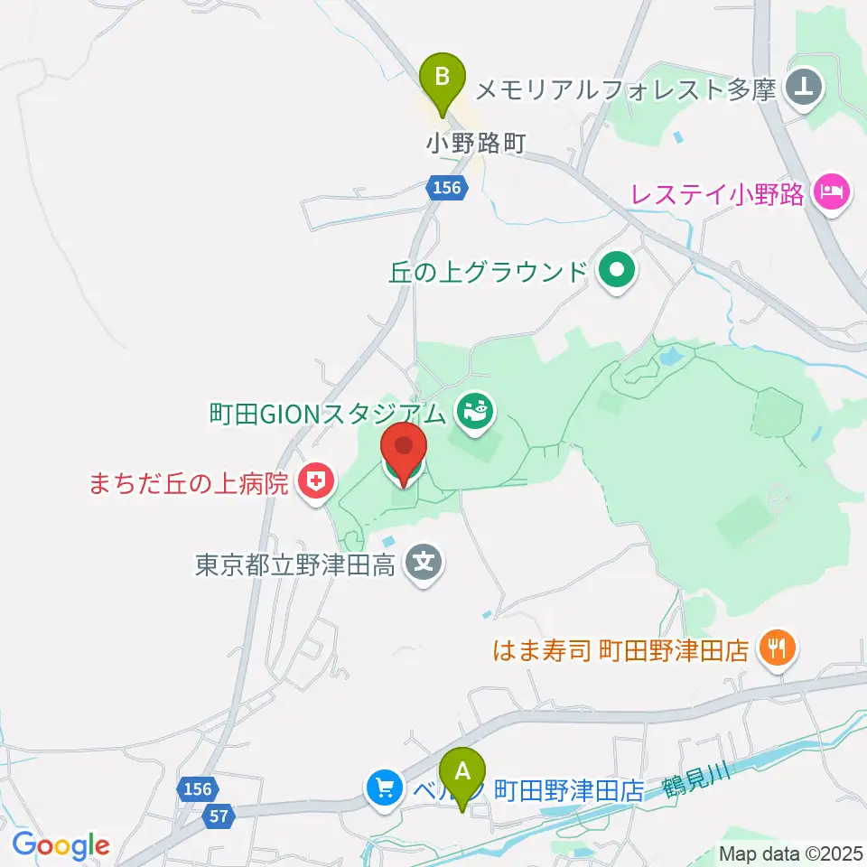 野津田公園多目的広場周辺のカフェ一覧地図