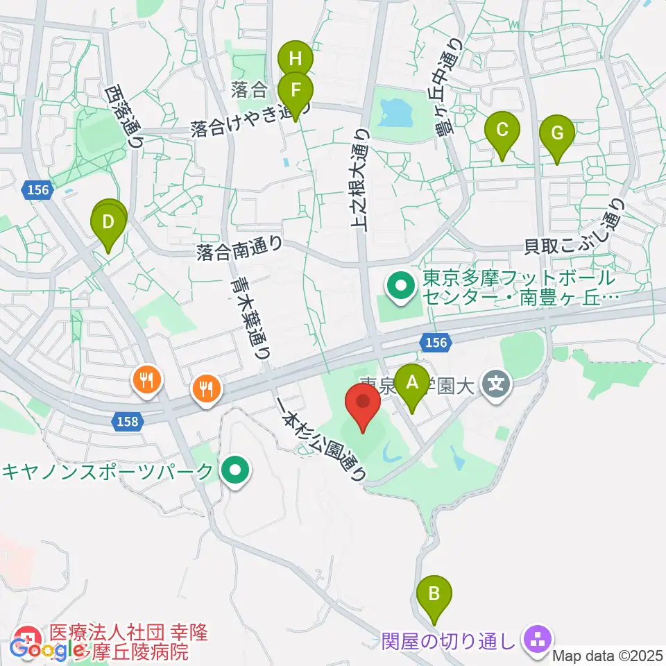 新日本物流スタジアム多摩周辺のカフェ一覧地図