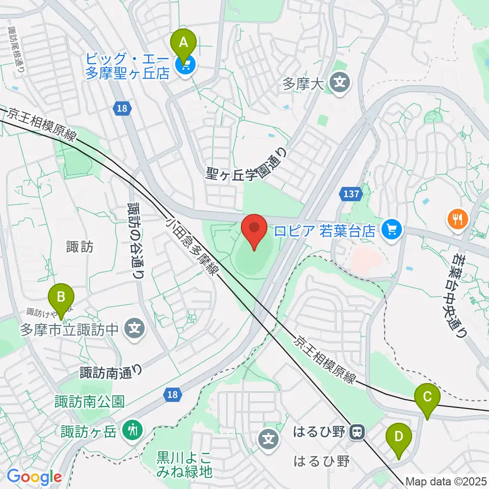 多摩市立陸上競技場周辺のカフェ一覧地図