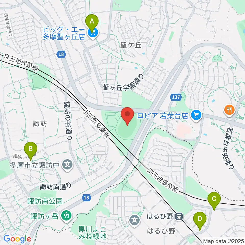 多摩市立陸上競技場周辺のカフェ一覧地図
