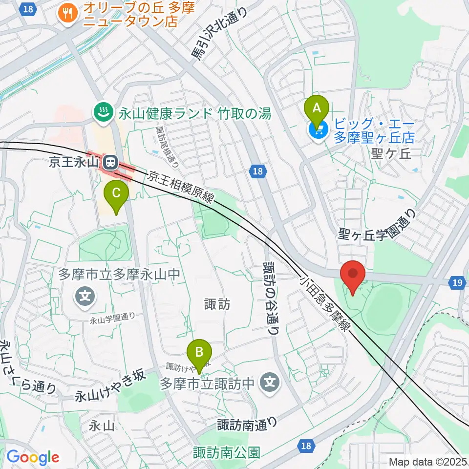 多摩市立武道館周辺のカフェ一覧地図
