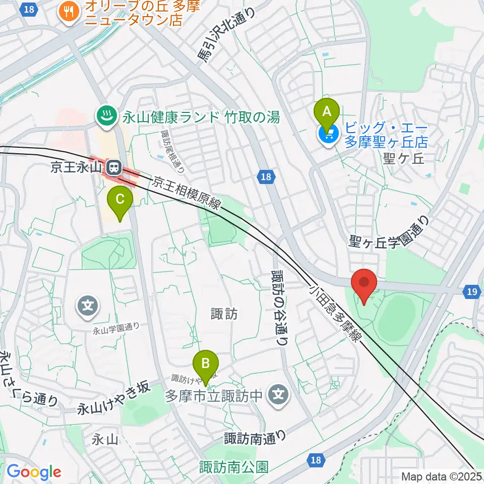 多摩市立武道館周辺のカフェ一覧地図