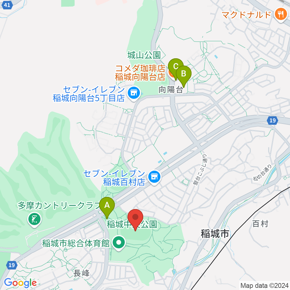 稲城中央公園総合グラウンド周辺のカフェ一覧地図