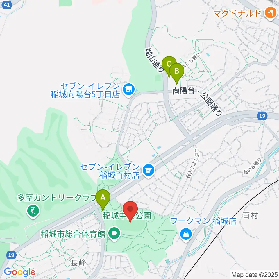 稲城中央公園総合グラウンド周辺のカフェ一覧地図