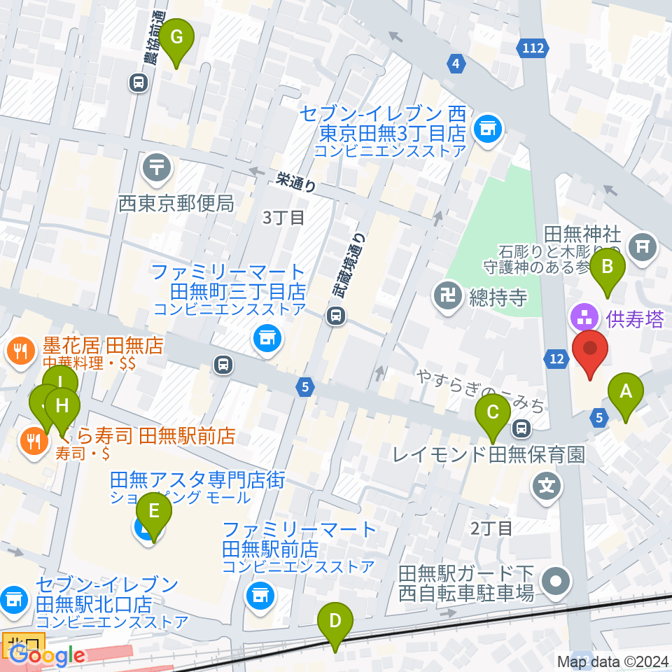 J:COMコール田無周辺のカフェ一覧地図