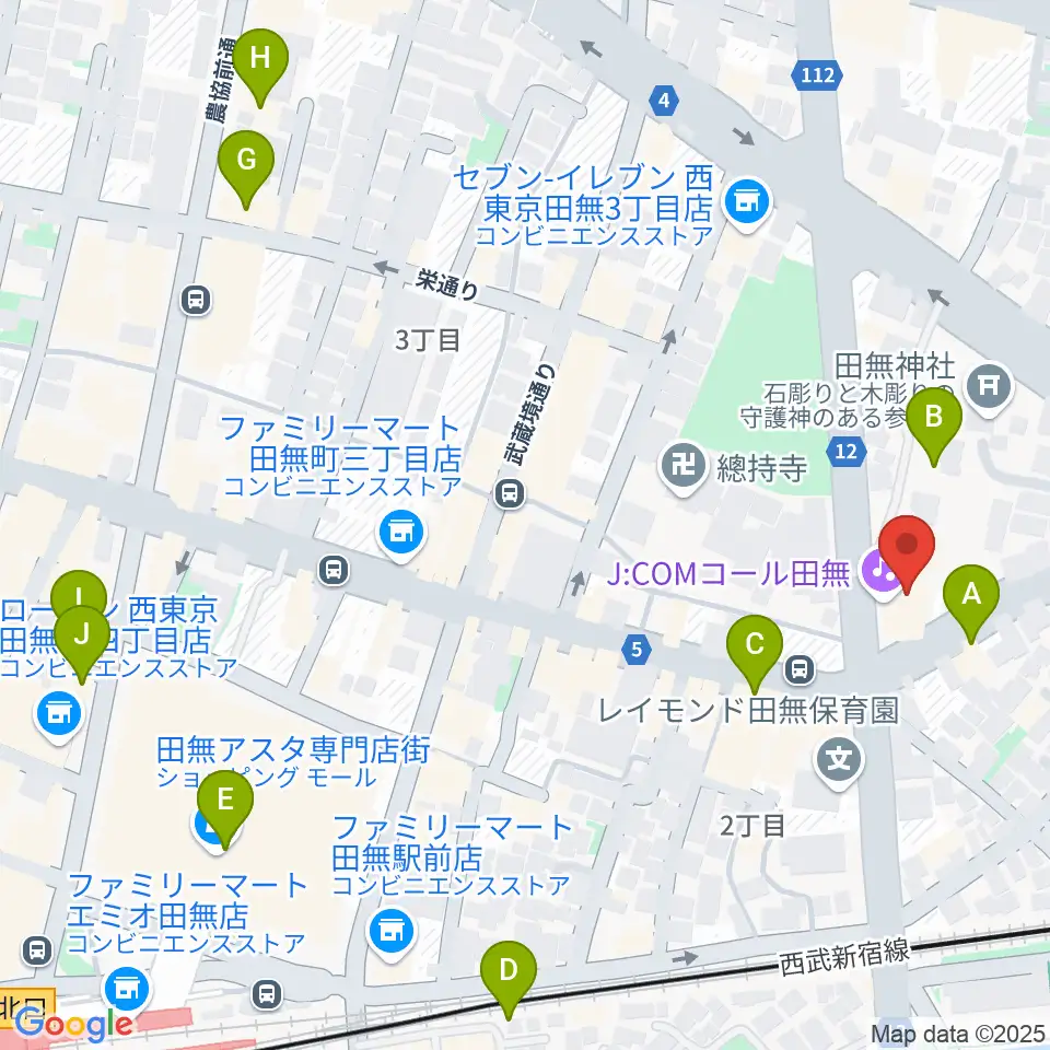J:COMコール田無周辺のカフェ一覧地図