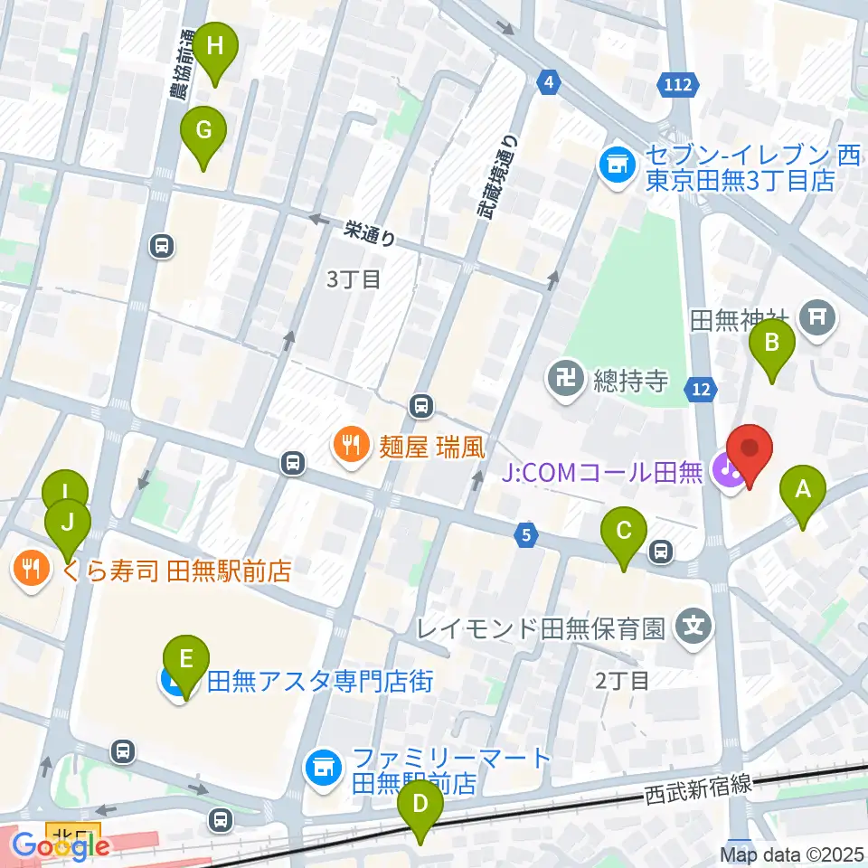 J:COMコール田無周辺のカフェ一覧地図