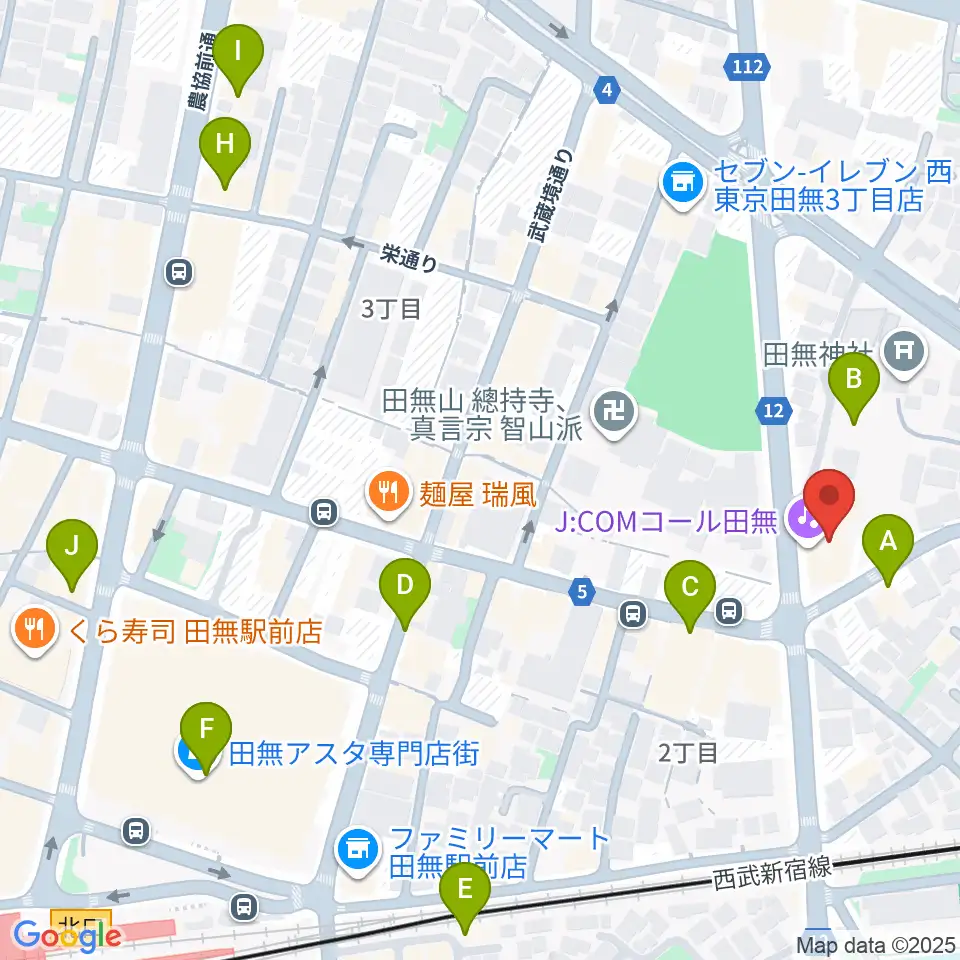 J:COMコール田無周辺のカフェ一覧地図