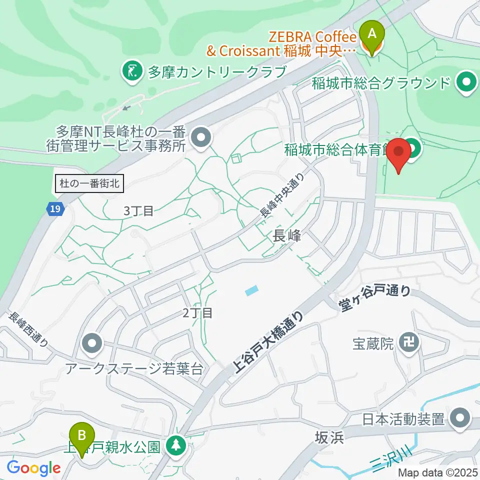 稲城市総合体育館周辺のカフェ一覧地図