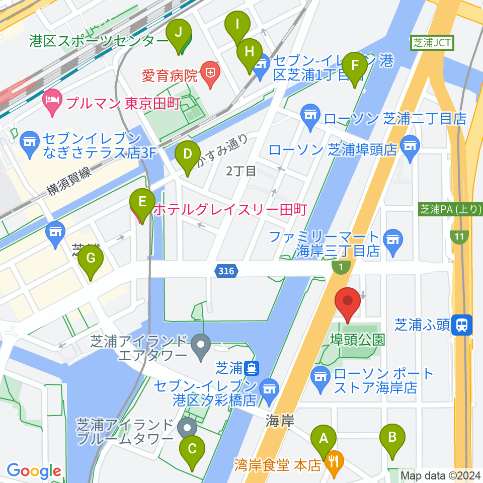 埠頭少年野球場周辺のカフェ一覧地図