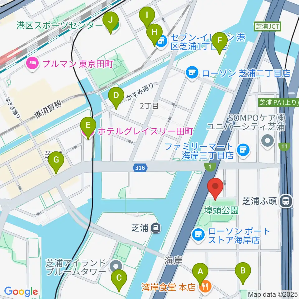 埠頭少年野球場周辺のカフェ一覧地図