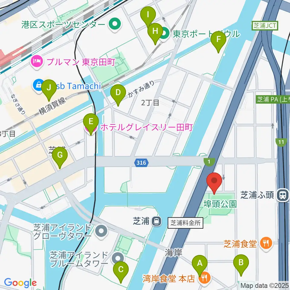 埠頭少年野球場周辺のカフェ一覧地図