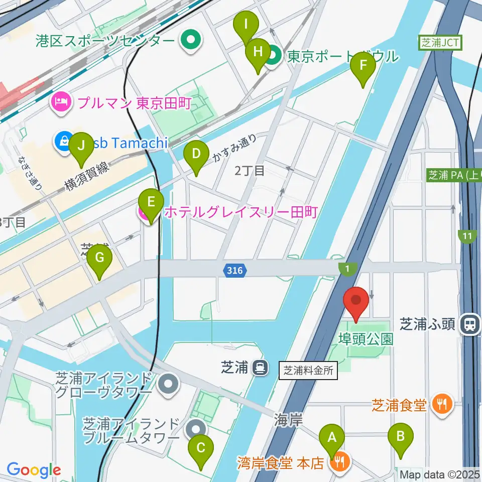 埠頭少年野球場周辺のカフェ一覧地図