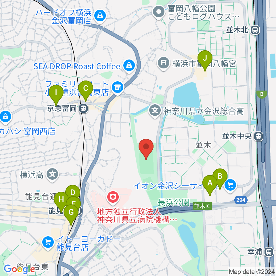 長浜公園サッカー場周辺のカフェ一覧地図