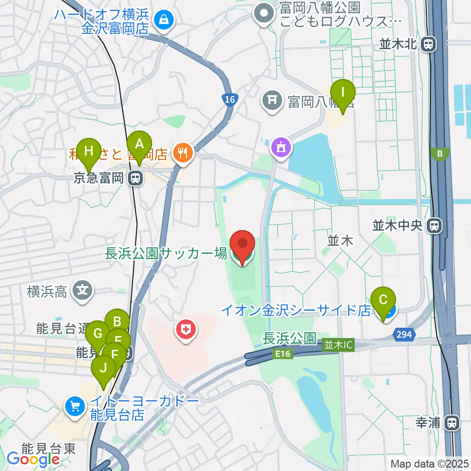 長浜公園サッカー場周辺のカフェ一覧地図