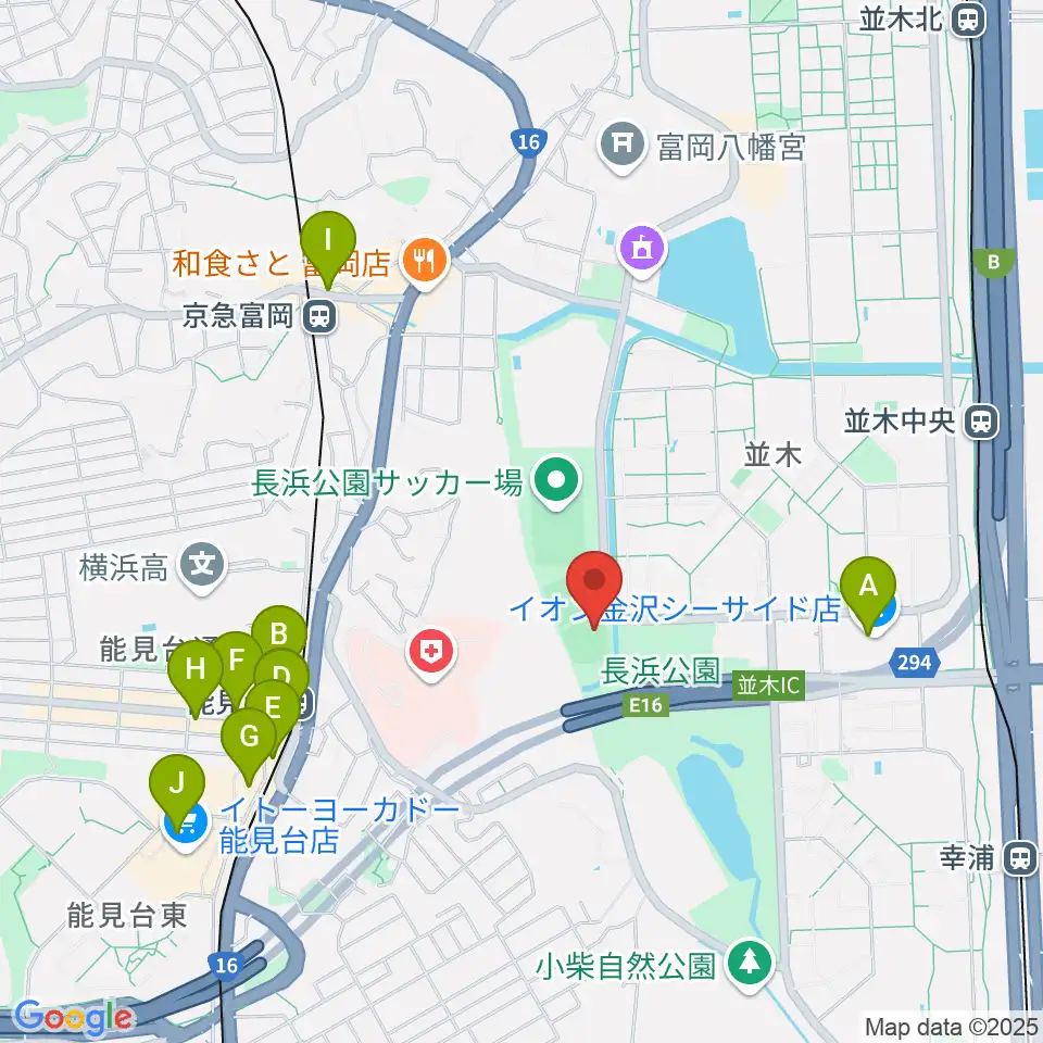 長浜公園野球場周辺のカフェ一覧地図