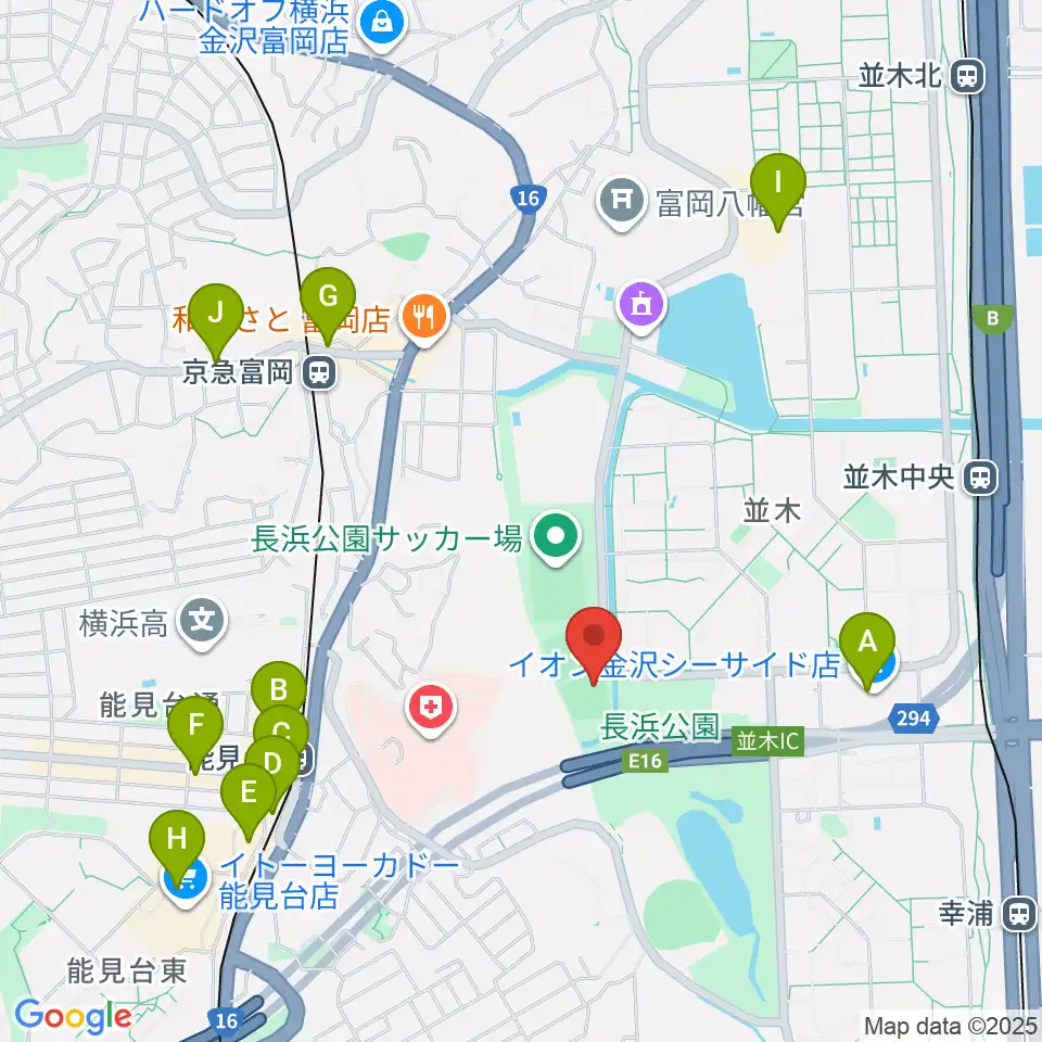 長浜公園野球場周辺のカフェ一覧地図