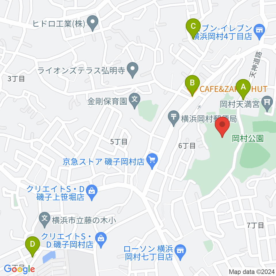 岡村公園少年多目的広場周辺のカフェ一覧地図