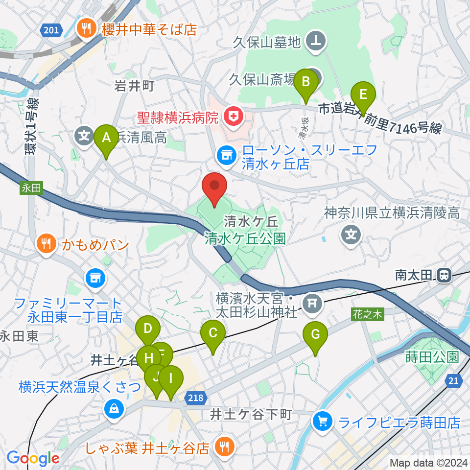 清水ケ丘公園運動広場周辺のカフェ一覧地図