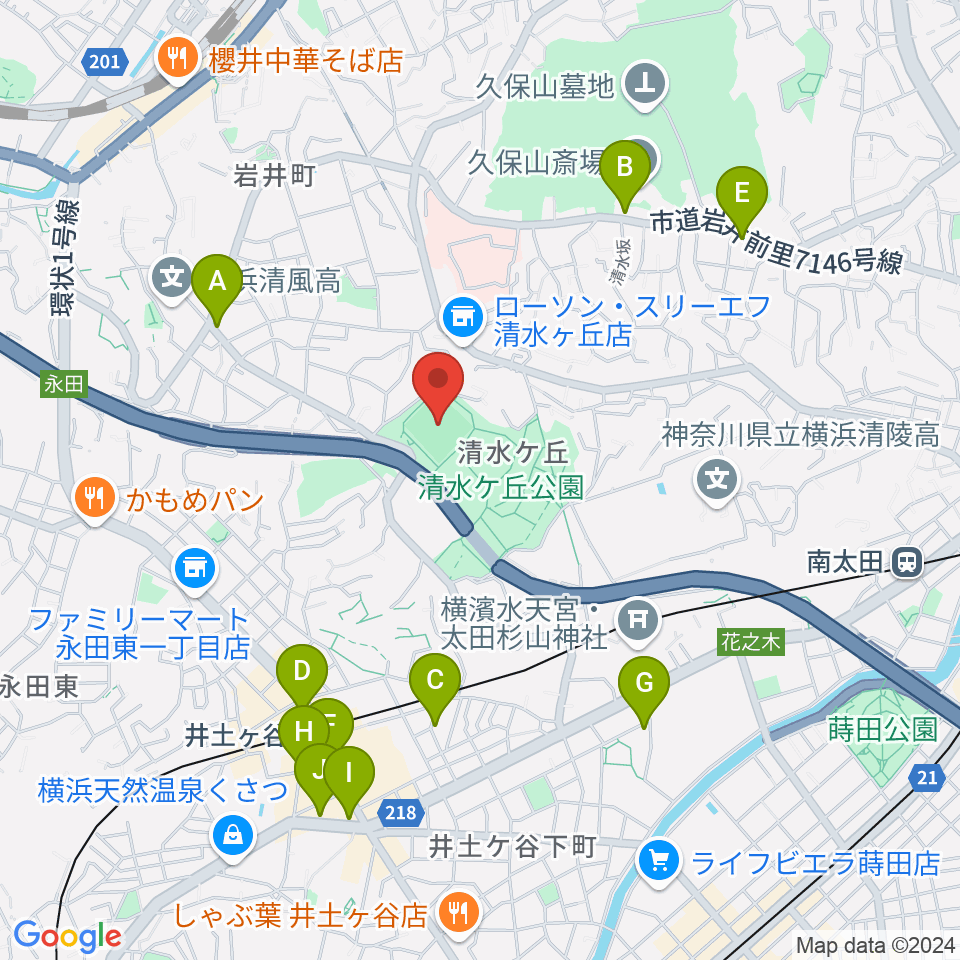 清水ケ丘公園運動広場周辺のカフェ一覧地図