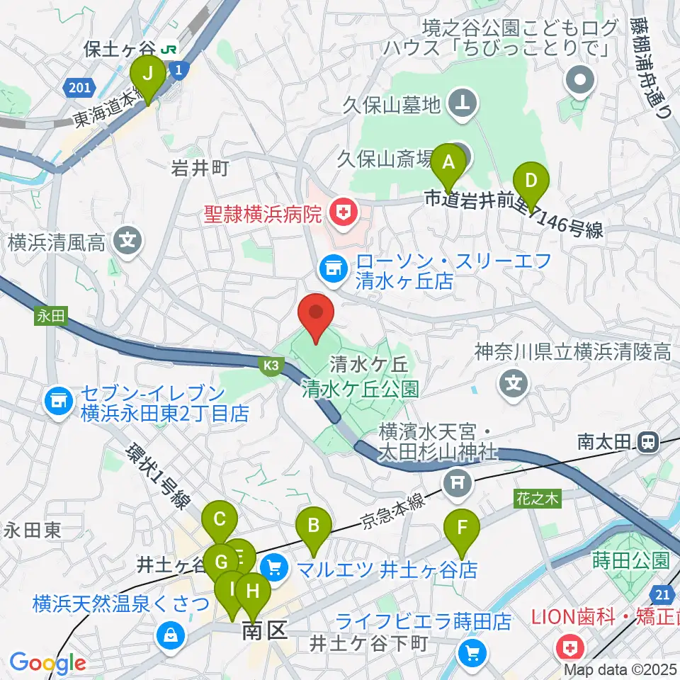 清水ケ丘公園運動広場周辺のカフェ一覧地図