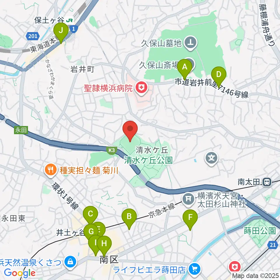 清水ケ丘公園運動広場周辺のカフェ一覧地図