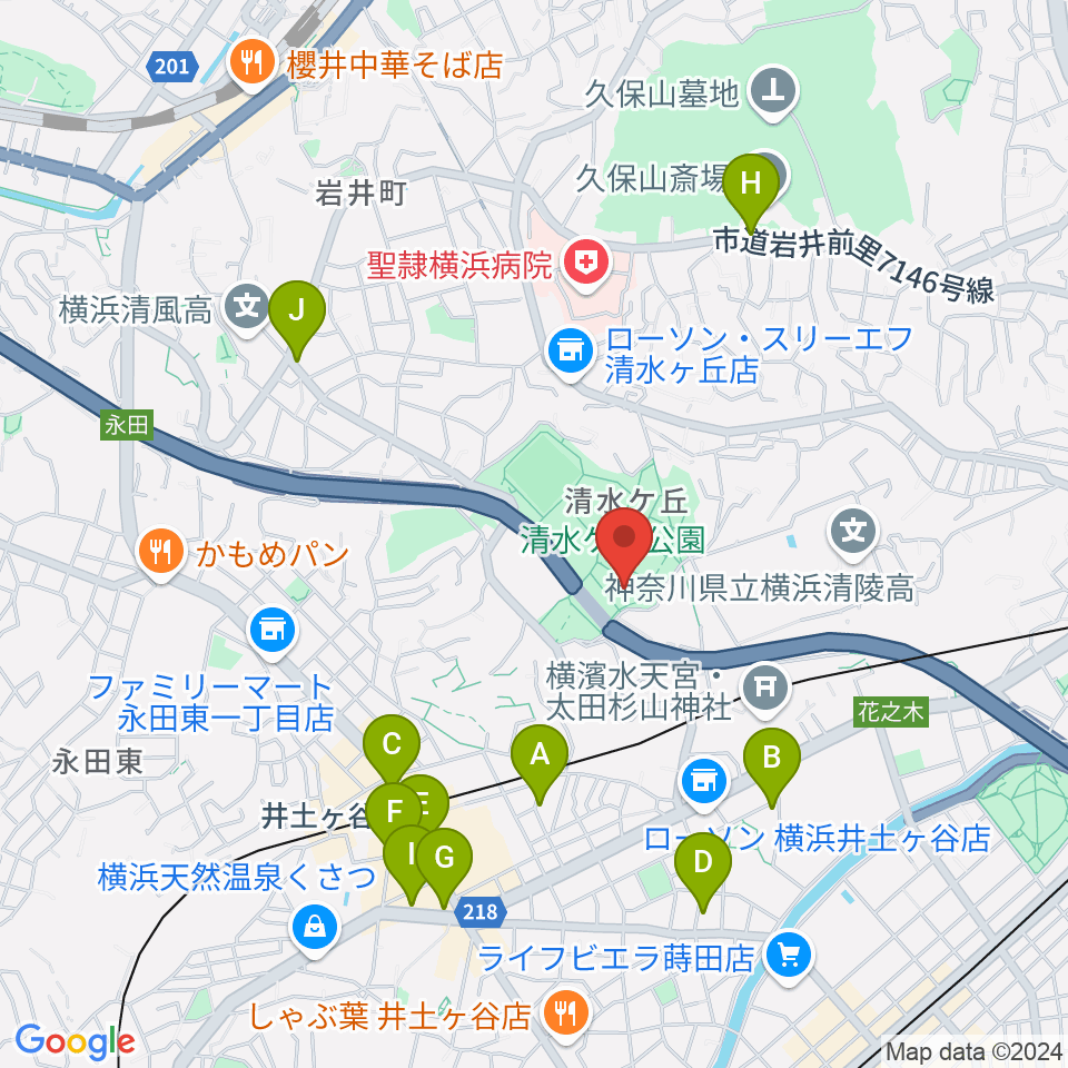 清水ケ丘公園体育館周辺のカフェ一覧地図