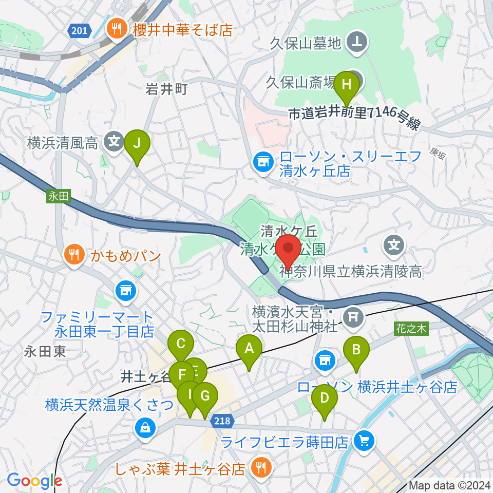 清水ケ丘公園体育館周辺のカフェ一覧地図