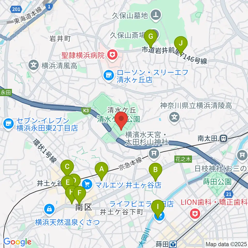 清水ケ丘公園体育館周辺のカフェ一覧地図