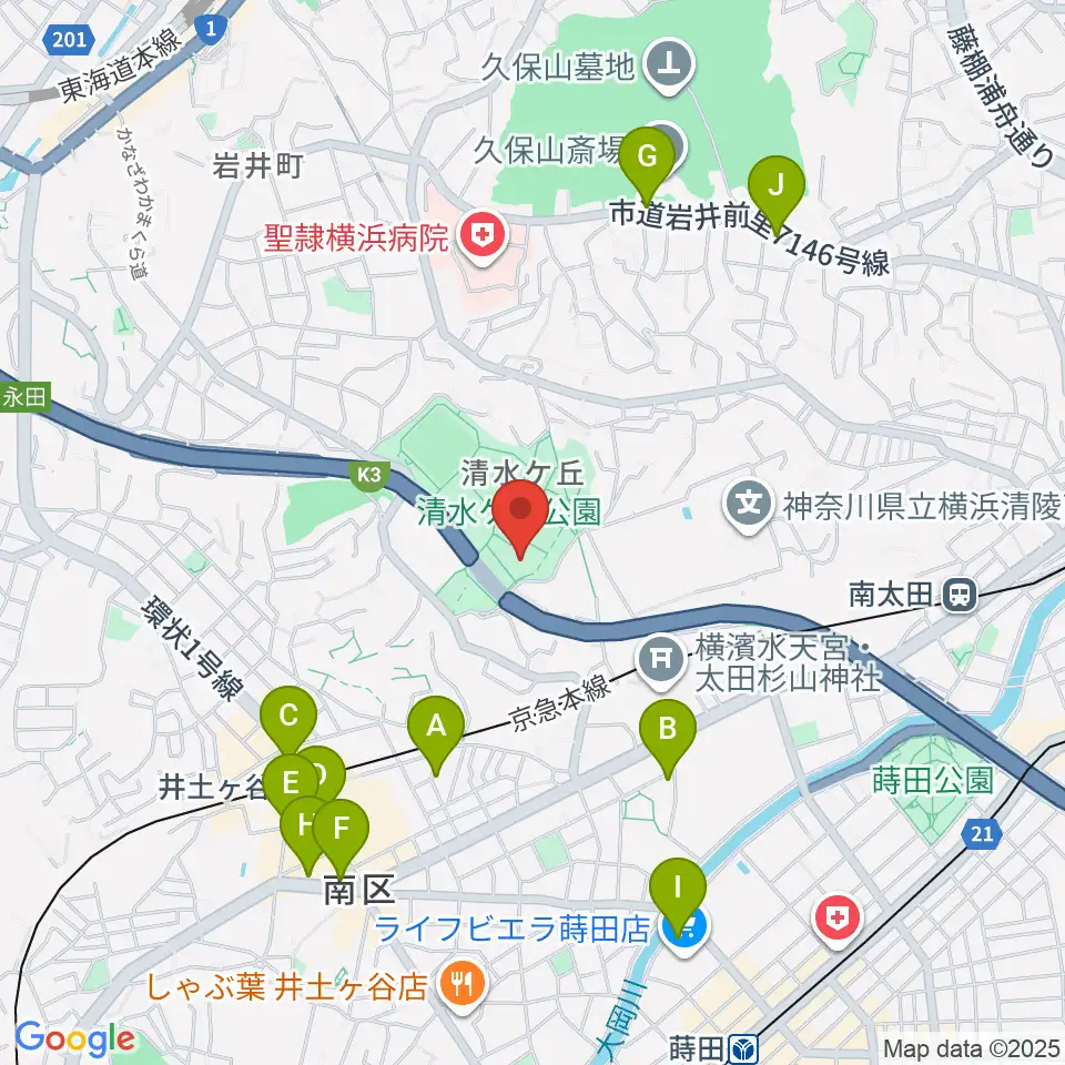 清水ケ丘公園体育館周辺のカフェ一覧地図
