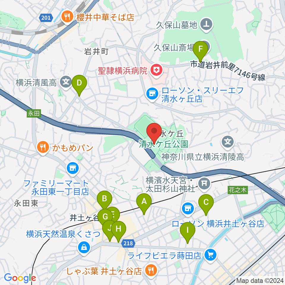 清水ケ丘公園プール周辺のカフェ一覧地図