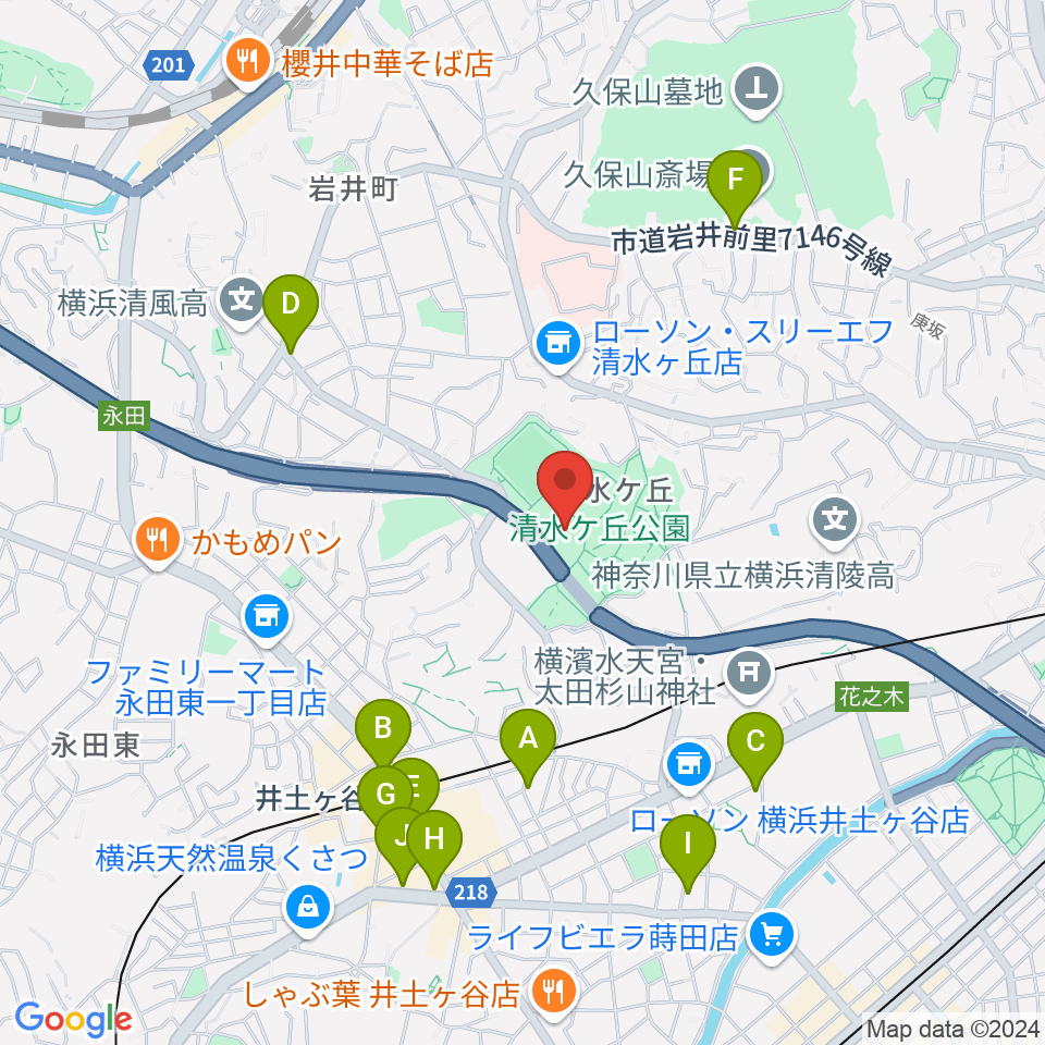 清水ケ丘公園プール周辺のカフェ一覧地図